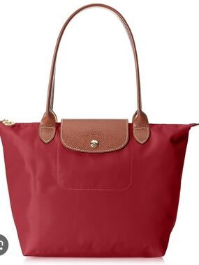 Longchamp Le Pliage Style Tote Shoulder Bag in Red Nylon